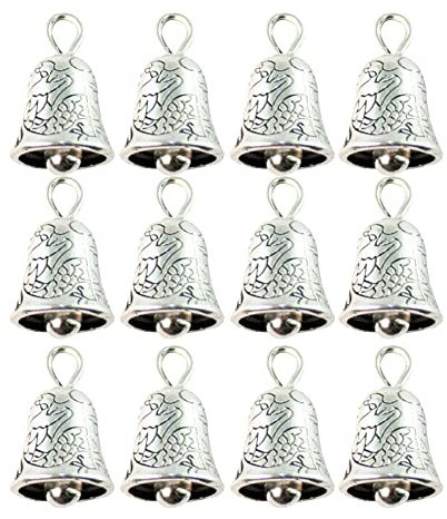 FSSTUD 25 Pcs Vintage Bell Charms Pendants Guardian Bells Small Craft Bells Jewelry Making Supplies Christmas Tree Ornaments Silver