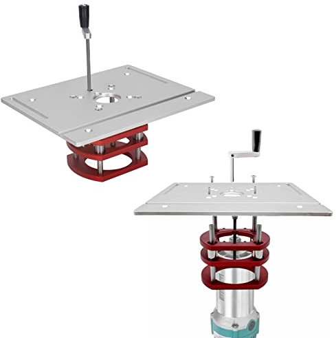 Kit de Elevación de Enrutador, de Elevación de Enrutador de Metal con Placa de Inserción de Mesa de Enrutador, Sujeción de 4 Mordazas, Accesorios de Base de Elevación de (Plata)
