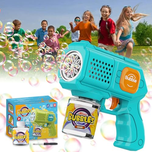 Bombble Seifenblasenpistole für Kinder, Seifenblasenmaschine 10000 Blasen/Min mit Seifenblasenlösung, Seifenblasenspielzeug Outdoor Geschenk für 3456789 Jahre Kinder/Geburtstag/Party (101-Green)