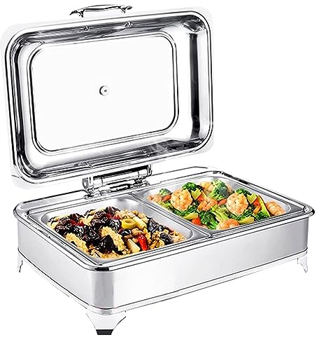 9L Split-Typ Chafing-Dish, 1/2/3 Gitter Speisewärmer Buffet mit 35-85℃ Einstellbare Temperatur und Hydraulische Achse, Edelstahl Warmhaltebehälter für Buffet Catering Party Hotelfrühstückbereic