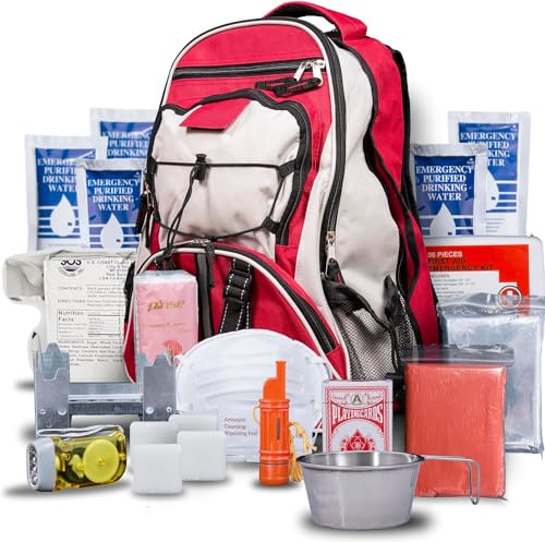 Blue Seventy-Two – Pro Series – Kit de Survie Rouge Deluxe 72 Heures pour 1 Personne | Kit de Survie pour Les urgences (Comprend des tablettes d'eau)