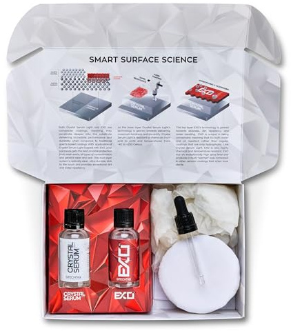 Gtechniq EXO and Crystal Serum Light Kit for Cars, 1 fl oz | Extremely High Gloss Finish, Swirl-Resistance, Hydrophobic Water and Dirt Repellent, Easy to Apply, Up to 5 Years Durability