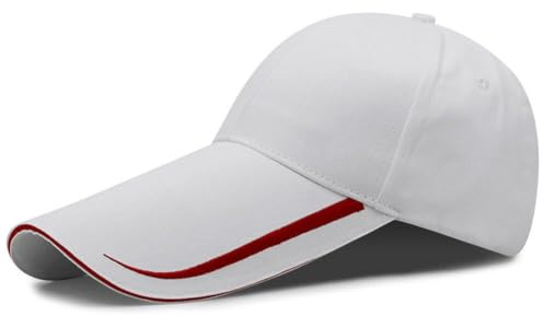 Lång kant basebollkeps för män solskärm hatt keps snapback hatt sol UV-skydd hatt justerbar utomhussport ledig hatt med inbyggt svettband för vandring camping resor löpning cykling, Vitt,