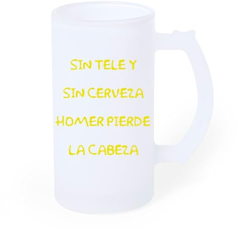 Genérico Jarra 500Ml de cerveza helada Sin tele y sin cerveza homer pierde la cabeza - Jarra bebida refresco cristal esmerilado medio litro - Original regalo Padre Madre Cumpleaños grabado con asa.