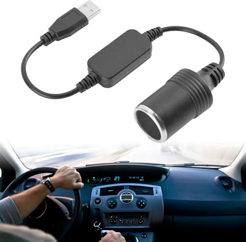 Convertidor 5V USB a 12V Encendedor de Cigarrillos Hembra - Adaptador USB para Coche