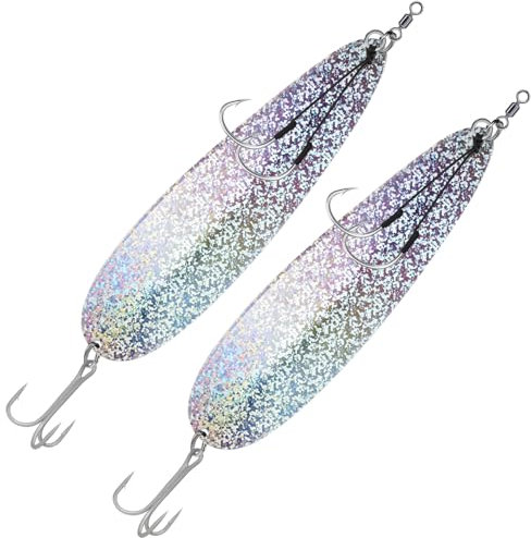 THKFISH 2 Piezas Magnum Flutter Spoon, señuelo de Pesca, 20/22 CM señuelo de Pesca de Agua Salada para la lubina Rayada, Walleye, salmón, Gran curricán de Agua Dulce Striper Jigging Spoon, Shad Spoon