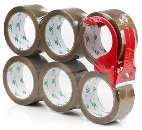 BOMEI PACK Paketklebeband 6 Rollen 48mmx66m Braun Klebeband für das Verpacken von Paketen, Kisten, Kartons, Versand | Braun Verpackungsband