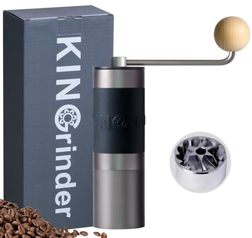 【Famous KOL Recommended】 KINGrinder K1 Straight Handle Manual Coffee Grinder with 140 Adjustable Grinding Levels for Aeropress, French Press, Drip, 20-25g Capacity