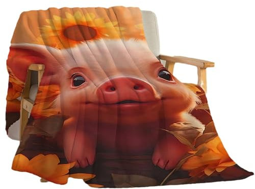 Schweine in Decken, Heimdekoration, Strickdecke, Sofadecken, Picknickkissen, geeignet für Wohnzimmer, Familie, Büro, Dekoration, A, XXL