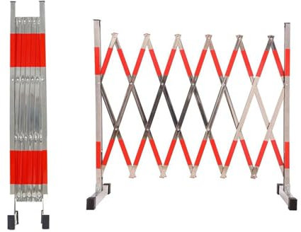 Industrielle Teleskop-Schutzbarriere aus Metall, flexibel, Bauhindernis für Lager, Baustelle und Auffahrt, 1 Packung (350 cm)