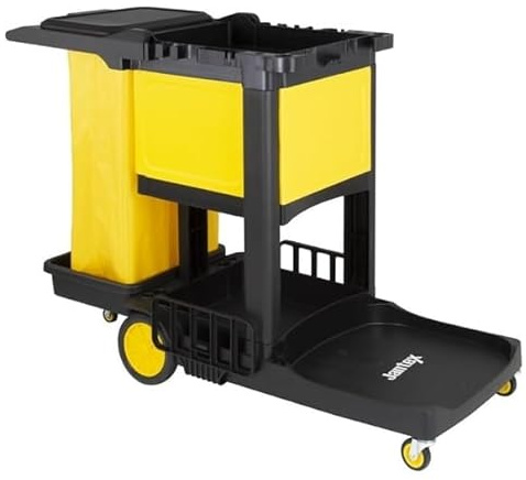 Jantex Putzwagen schwarz mit abschließbarem Schrank