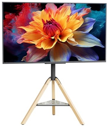 Vanconwey Floor TV Stand for 40-75 Inch TVs,Tripod TV Stand | Corner TV Stand with Sintered Stone Shelving,Swivel, Holds up to 88Lbs,Max VESA 600x400mm,VC-Z1618