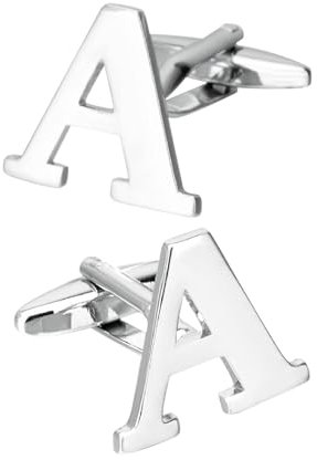 Dsnyu Manschettenknöpfe Buchstaben, Silber Manschettenknöpfe Buchstabe W Hemd Anzug Herren Schmuck mit Geschenkbox