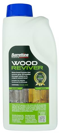 Barrettine Wood Reviver (1L) - Ready to Use Water-Based Wood Restorer for Outdoor Structures & Furniture, Restore & Rejuvenate to Original Tones