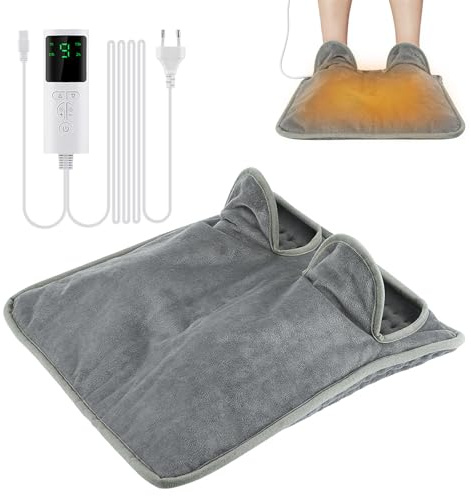 Scaldapiedi Elettrico, Scaldapiedi Morbido con 9 Livelli Temperatura & 4 Timer per Uomini e Donne, Lavabile, Ricaricabile USB, per Inverno Casa e Ufficio, 40x40 cm