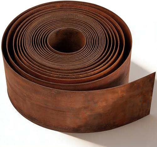 Niuny Bordure Jardin Exterieur Metal Bordure De Jardin Flexible 5M Bande De Jardins Acier Corten 15.5cm Haut Bordures de Pelouse Décoration de Jardins Rouillée Montage Facile
