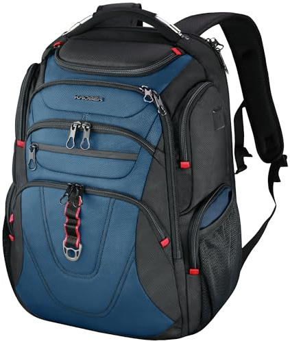 KROSER TSA Friendly Travel Laptop Backpack 17.3 inch XXXL Gaming Backpack Water-Repellent College Daypack Business Backpack with RFID Pockets & USB Port for Men/Women-Black/Haze Blue