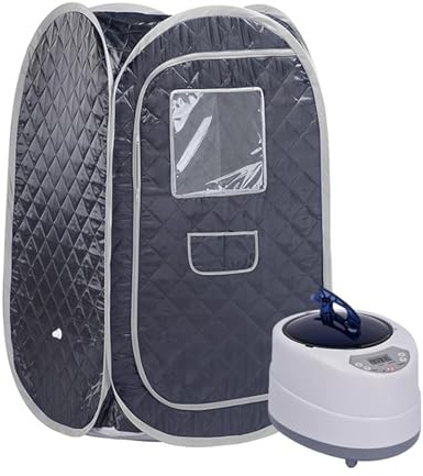 SMTYXS Sauna Portátil For El Hogar, Saunas De Vapor Portátiles Cuerpo Completo, Plegable, Capaz con 2L, SPA Casero 1000 Vatios Velocidad de Calentamiento rápida(Black Gray Set)