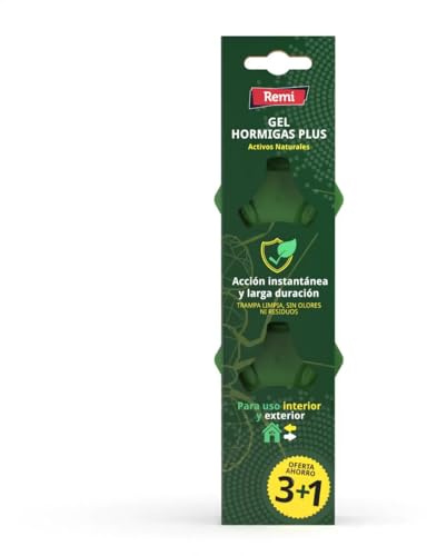 Remi Hogar Defens Gel Hormigas | Pack 4 Trampas Insecticida Hormigas | Cebo Insecticida Listo para Usar | Elimina Hormigas y el Hormiguero | Uso Interior y Exterior | Alta eficacia | Listo para Usar
