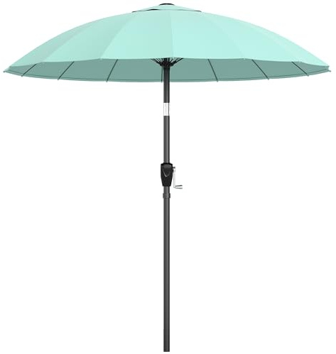 Outsunny Parasol de jardin extérieur rond 2 m parasol inclinable avec ouverture fermeture manivelle 16 baleines en fibre de verre toile 180 g/m² Anti-UV 30+, pour balcon, piscine, terrasse, turquoise
