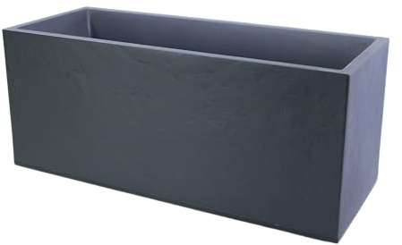 mgc24 Blumenkasten rechteckig 99,5 x 39,5 x 43,5 cm 98 L Pflanzkübel in Steinoptik anthrazit grau wetterfest, leicht & robust für Garten, Terrasse & Balkon