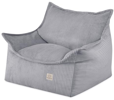 MISIOO Kinder Sessel Roya Cord – Kindersessel für Kinderzimmer, Weicher Sitzsack Kinder, Bodensessel Bean Bag Sofa, Premium Cord Oeko-TEX, 80x73x58 cm