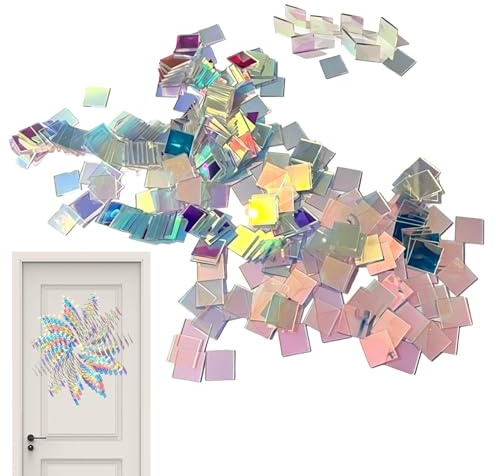 100 piezas de placas acrílicas iridiscentes de doble cara 3 x 3 cm mini cuadradas acrílicas arcoíris holográficas, azulejos cuadrados acrílicos holográficos, azulejos mosaicos acrílicos, color para