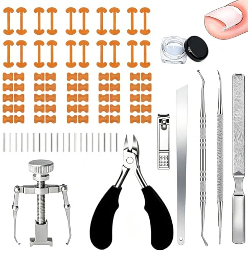 AEMCHDM Set för vuxna tånaglar, nagelklämma fotnaglar med tånagelkorrigeringslapp, nageltång, nagelfil, C-formade tånagelplattor, för tånagelvård