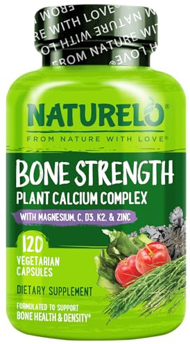 NATURELO 600mg Calcium Supplement for Bone Strength, VIT D3, 120 Capsules