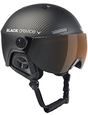 Black Crevice Unisex – vuxen skidhjälm Gstaad med visir, S (51–53), svart kol/visor orange, 51–53 cm