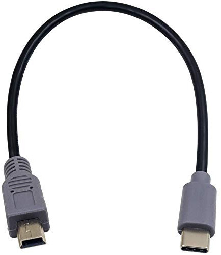 Duttek Tipo C (USB C) Macho a Mini USB de 5 Pines Macho sobre la Marcha Adaptador de convertidor de Datos USB C a Mini B con Cable OTG para Macbook, iMac Pro, Chromebook Pixel (Gris y Negro) 25 cm