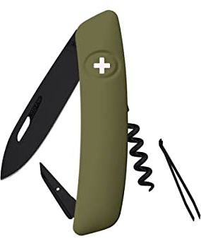 SWIZA Taschenmesser D01 ALLBLACK, oliv (oliv, mit Namensgravur, uni)