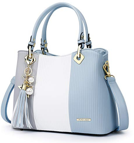 Pomelo Best Damen Handtasche mehrfarbig gestreift Umhängetasche in schöner Farbkombination mit mehreren Innentaschen