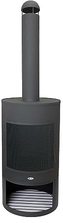 HEAT Outdoor Living Hamar Camino Da Giardino - Stufa Da Patio - Pozzo Di Fuoco Per Serate Rilassanti - Colonna Di Fuoco - Camino Da Patio - Stufa Da Giardino in Acciaio - (Nero (47x47x148 cm))