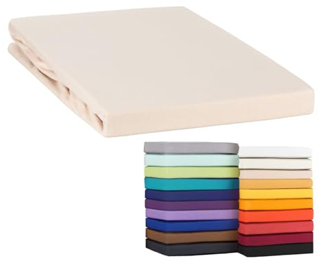 Moon - Classic Lenzuolo con angoli elasticizzati Topper 120x200-120x220 cm in jersey 100% cotone (Naturale)