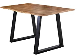 SAM Esstisch 180x90 cm Lubin, Akazienholz naturfarben, Massiver Esszimmertisch mit echter Baumkante, Baumkantentisch mit V-Gestell Schwarz, Holztisch mit 26 mm Tischplatte