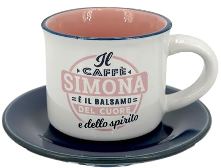Tazzina da caffè in gres porcellanato personalizzata con piattino - Simona