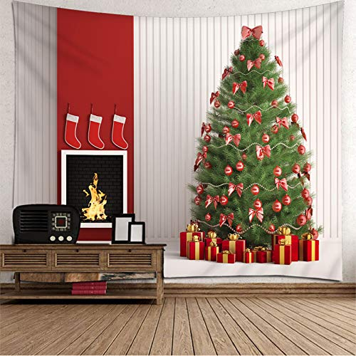 Banemi 3D Teppiche, Weihnachtsbaum & Zuhause Grün Rot Weiß Polyester Tapisserie Kind 150X130cm