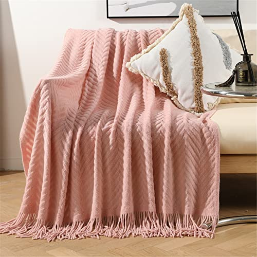 Hayisugal Kuscheldecke Flauschig Super Weiche Boho Decke Flauschig Wolldecke Wendedecke als Sofadecke Fleecedecke Tagesdecke Couchdecke, Rosa, 130 x 150cm