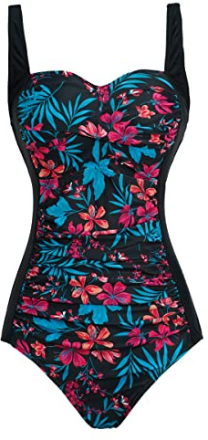 Aidotop Femme Maillot de Bain 1 pièce Ruché Effet Ventre Plat Halter Réglable Élégant Monokini de Sport (12Blue Ruby, XL)