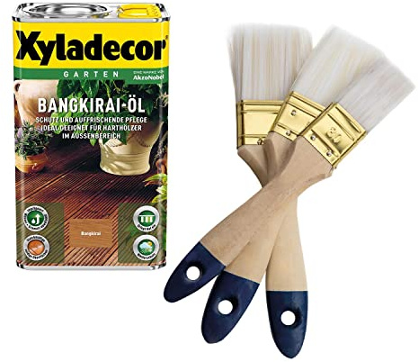 Xyladecor Bangkirai Öl für Außen Terrassenöl (inkl. Nordje Pinsel-Set 3-teilig) (2,5L)