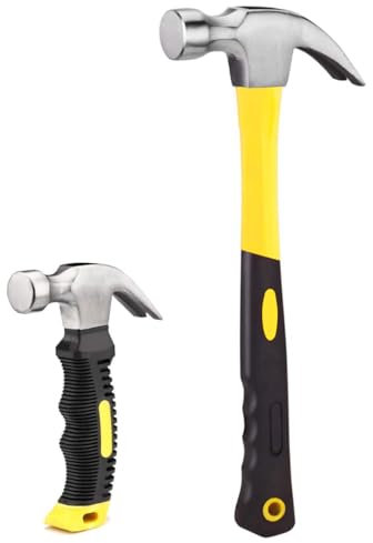 LOSYHU 2Pack Claw Hammer Set, 8oz Small Hammer and 16oz General Purpose Hammer, Camping Hammer, Stubby Hammer, Hammers Tools for Household Work and Outdoor Camping