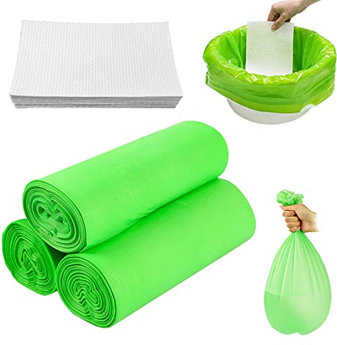 90 Stück Toiletteneinlagen mit 60 Super Saugfähigen Einlagen, Eimereinlagen Einweg für Krankenhaus & Zuhause, Einlagen Absorbieren bis zu 500ml