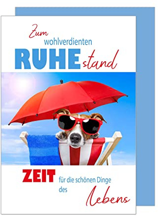 Edition Seidel Premium Glückwunschkarte zum Ruhestand mit Umschlag. Ruhestand Grusskarte Billet Mann Frau Pension Abschied Rente Ruhe Humor cooler Hund (R127 SW023)