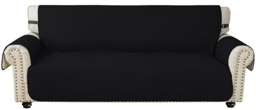 Ystyle Sofa Überzug 4 Sitzer - wasserdichte Sofabezug Mit Armlehnen, Sofaschoner rutschfest, Sofaüberwurf, Couch Überzug, Sofaschutz, Sofa Cover Protector Für Haustier Katze Hunde, Schwarz