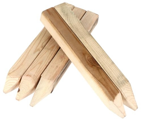Yardwe 5 Stück Holzflor Blumenbeet Dekor Hartholzpfähle Gartenzaunpfähle Gartenzaun Dekoration Erdspieß Zaun Bettumrandung Stützsäule Holz
