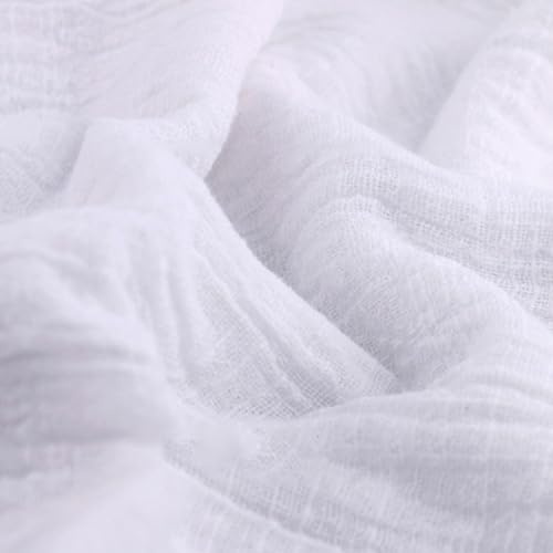 Wambere 300cm x 130cm Stoffe Stoff aus Baumwolle und Leinen,Dünner Leinenstoff,Stoff Fabric Meterware,Fabric zum Nähen,Dekostoff für DIY Basteln Kleidungsdekoration Tischdekoration,Weiß A
