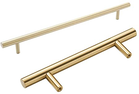 HYAEXCPJ Schrankgriffe Gold, 2Er-Pack Küchenschrankgriffe Messing, Schubladengriffe Aus Massivem Messing | Gesamtlänge: 50–1000 Mm, Stangengriff Für Möbeltür/Gold/Länge: 500 Mm