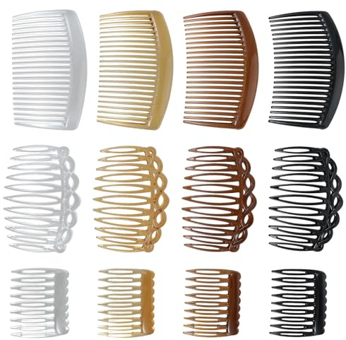 12 Stück Haarkamm Zum Stecken, Steckkamm Haare French Side Combs Small Kunststoff Seite Haar Twist Kamm Steckkämme Französisch Twist Kamm mit Zähnen für Haarzubehör Frauen Mädchen