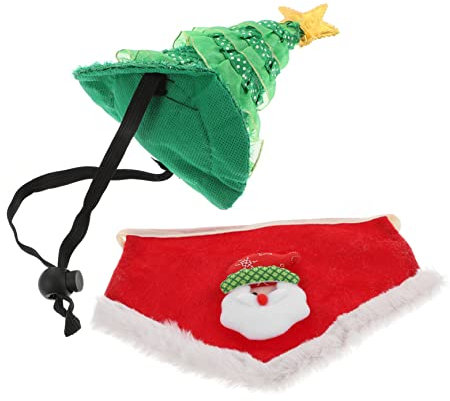 Milisten Weihnachtsmütze Für Hund Weihnachtsschal Für Haustier Kostümaccessoires Für Katze Dekorative Hundemützen Cosplay-kostüme Für Haustiere